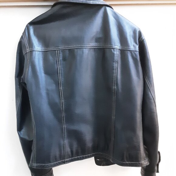 Jacket leather, black size small - Picture 2 of 7